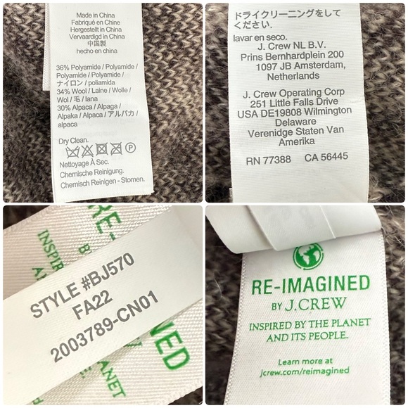 J. Crew Ribbed V-neck Wool Blend Zebra Stripe Knit Cardigan Size M Button Front - Picture 15 of 16